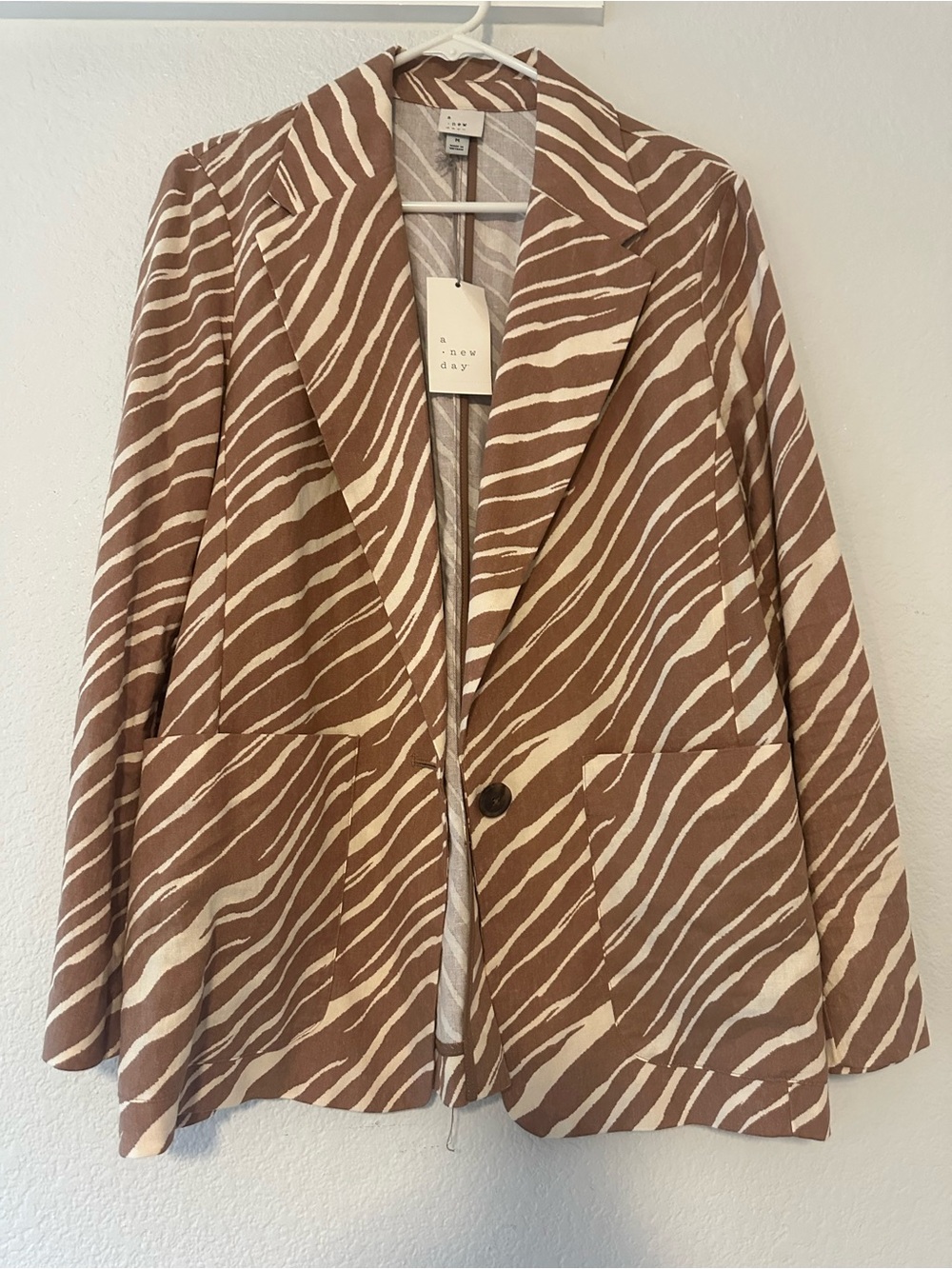 a new day Brown and Cream Zebra Print Blazer